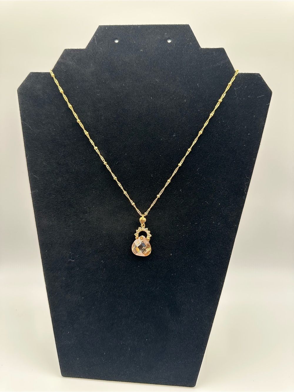 Gold-Tone Faceted Crystal Pendant Necklace - Women Jewelry - Picture 2 of 5
